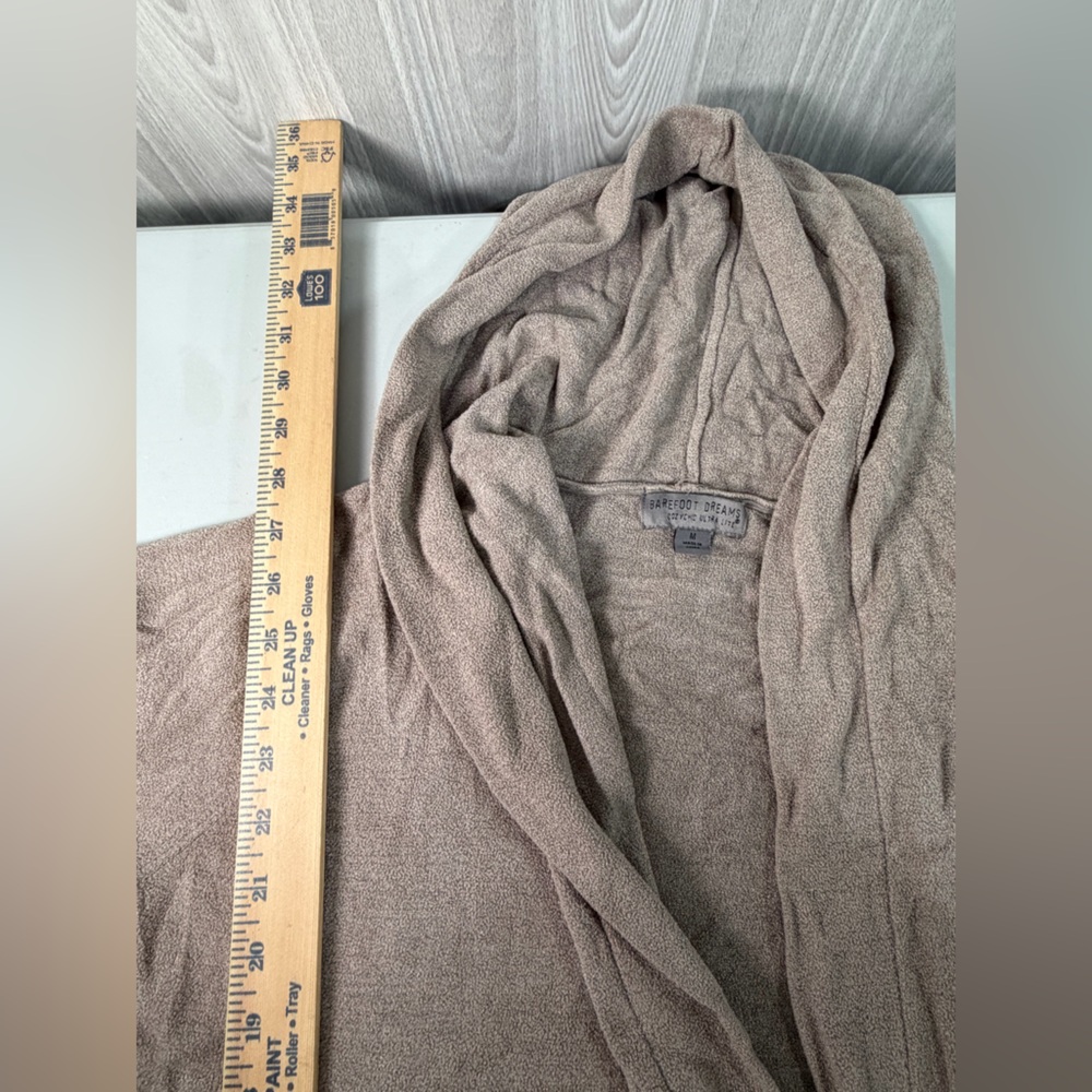 Barefoot Dreams Cozychic Ultra Lite Open Front Hooded‎ Cardigan Beige Women’s M - Picture 7 of 7